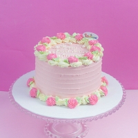 Pink Rosette Buttercream Birthday Cake 1Kg